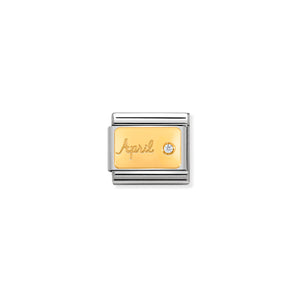 Nomination Italy Composable Classic MONTH STONE in steel stones and 18k gold April