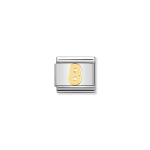 Nomination Italy Composable Classic NUMBERS in stainless steel with 18k gold 8