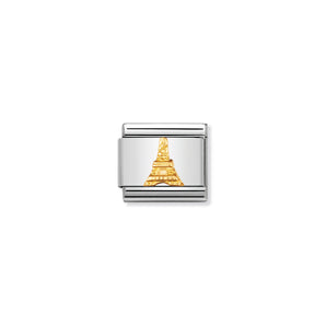 Nomination Italy Composable Classic RELIEF MONUMENTS in stainless steel with 18k gold Eiffel Tower