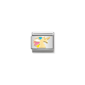 Nomination Italy Composable Classic SYMBOLS steel enamel and 18k gold Multicolor Unicorn