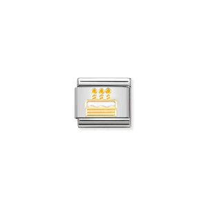Nomination Italy Composable Classic SYMBOLS steel enamel and 18k gold New White Birthday Cake
