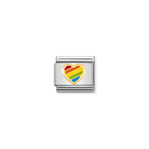 Nomination Italy Composable Classic SYMBOLS steel enamel and 18k gold Rainbow heart