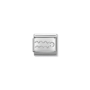 Nomination Italy Composable Classic ZODIAC stainless steel Cub. zirc and 925 sterling silver Aquarius