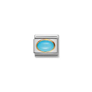 Nomination Italy Composable Classic oval hard stones in stainless steel and 18k gold TURQUOISE