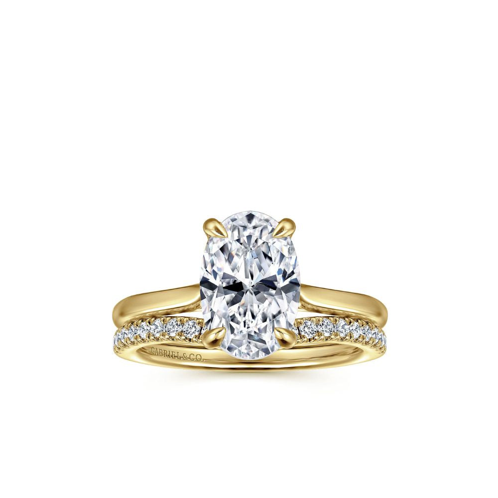 Gabriel & Co. 14K Yellow Gold Oval Solitaire Diamond Engagement Ring