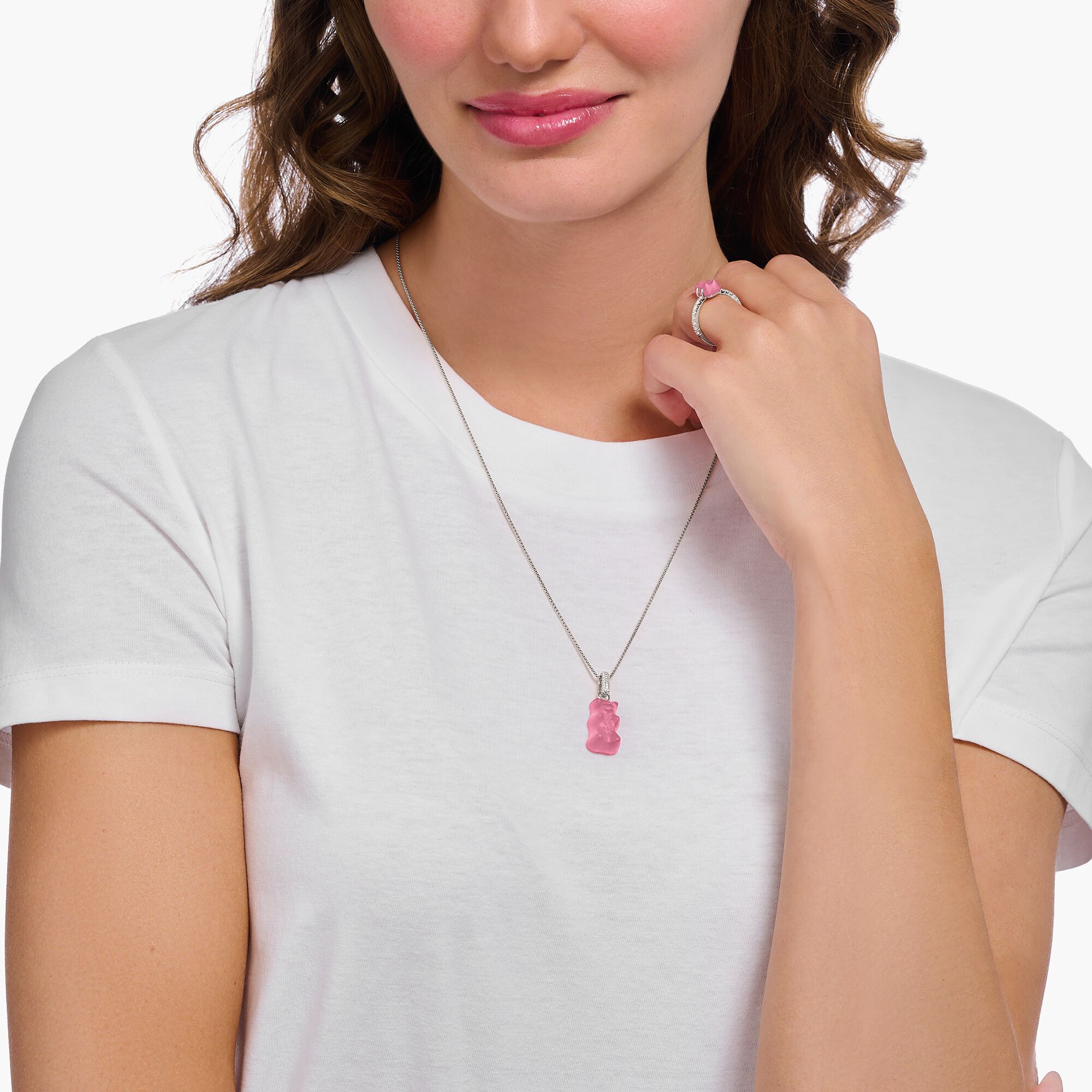 THOMAS SABO x HARIBO: Silver Pendant With Pink Goldbear and Zirconia