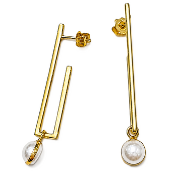 Petit Bijoux Sterling Silver Yellow Gold Plate With Fresh Water Pearl Drops