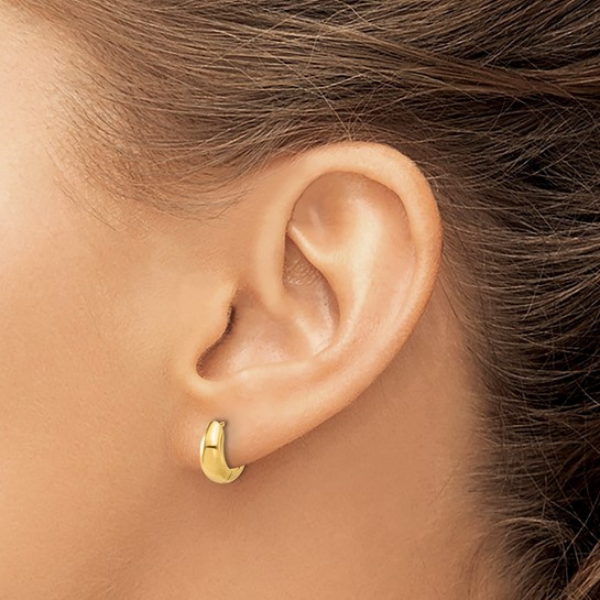 Petite 14K Polished Hinged Huggie Hoop Earrings
