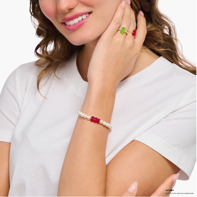 THOMAS SABO x HARIBO: Silver Pearl Bracelet with Red Goldbear