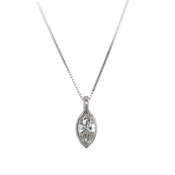Sterling Silver 1.00ct Marquise-Cut Lab-Grown Diamond Bezel Set Necklace