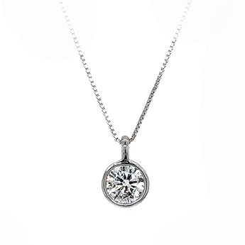 Sterling Silver 1.00ct Round Lab-Grown Diamond Bezel Set Necklace