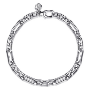 Gabriel & Co. Sterling Silver Hollow Figaro Chain Bracelet