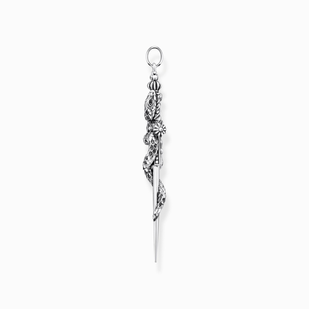 Thomas Sabo Sterling Silver Blackened Sword With Snake Pendant