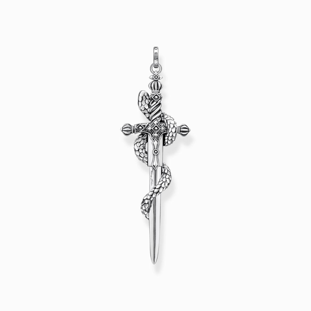 Thomas Sabo Sterling Silver Blackened Sword With Snake Pendant