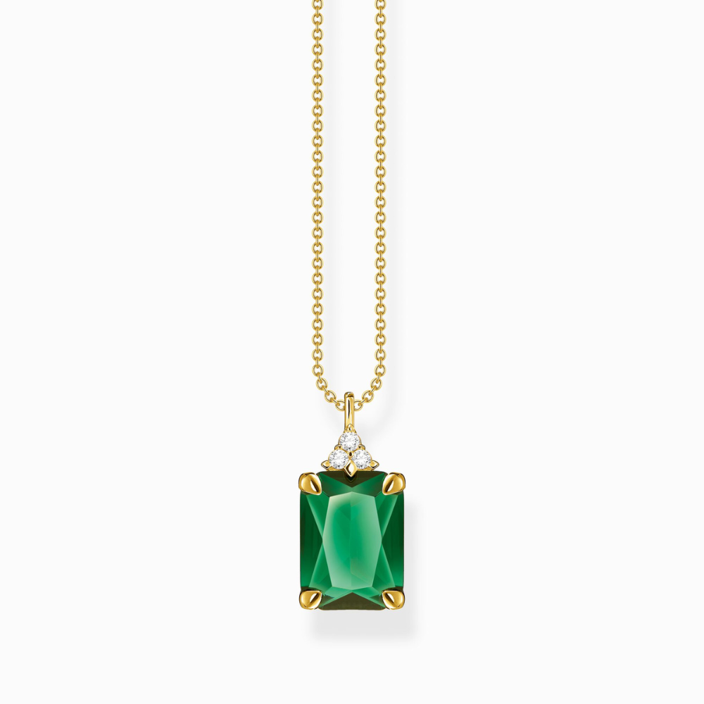 Thomas Sabo Vermeil Emerald Green & White Cubic Zirconia Necklace