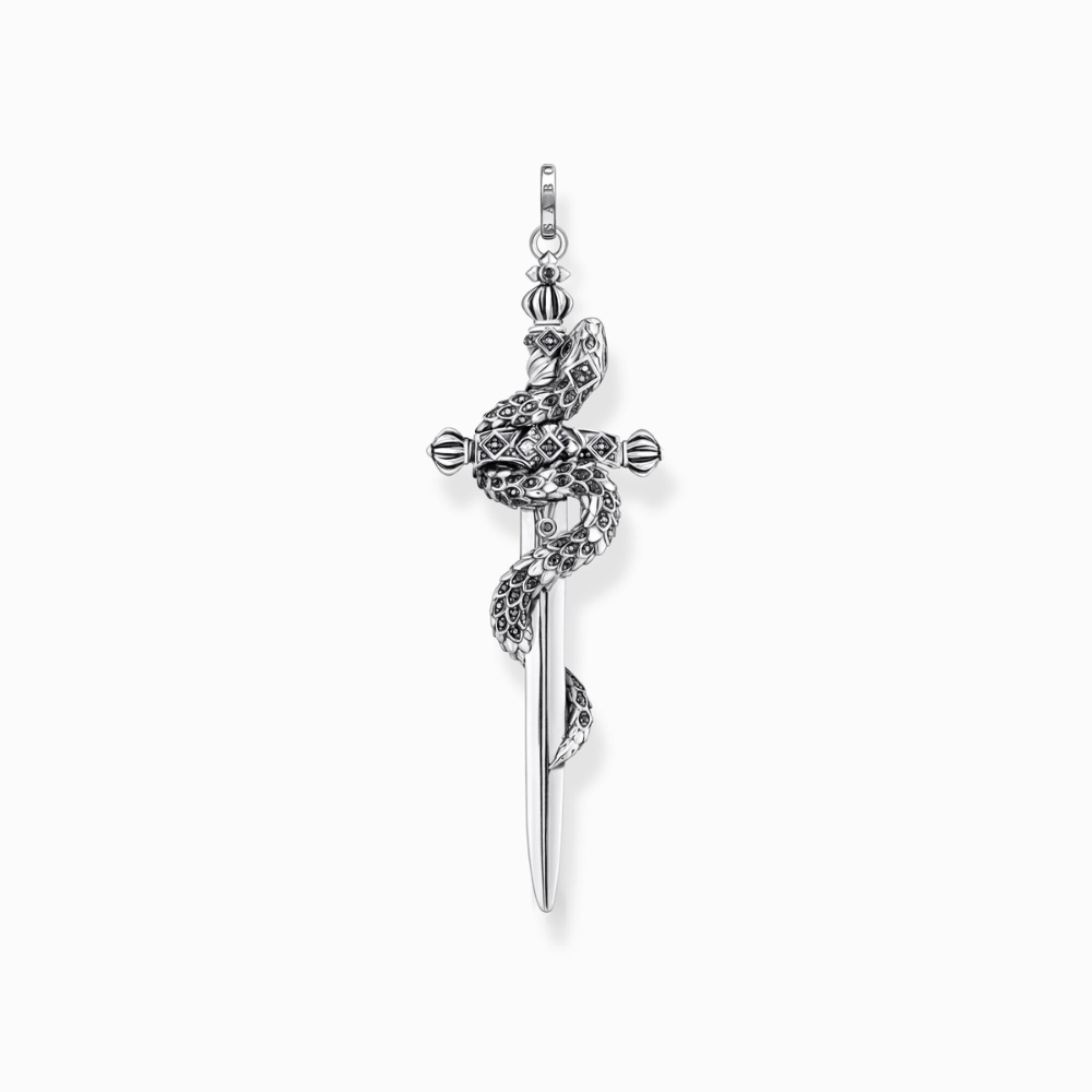 Thomas Sabo Sterling Silver Blackened Sword With Snake Pendant