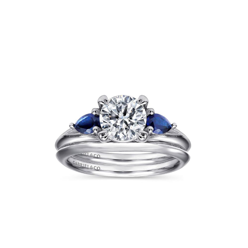 Gabriel & Co. 14K White Gold Sapphire and Diamond Engagement Ring