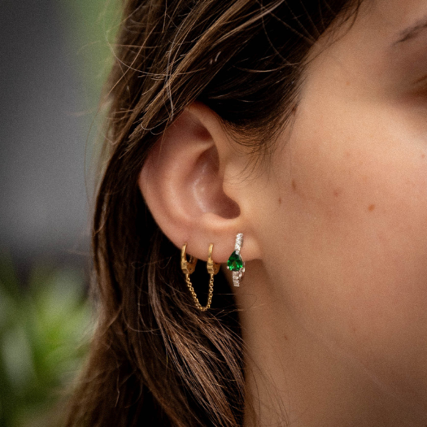 Green Tsavorite and Diamond 14K White Gold Earrings