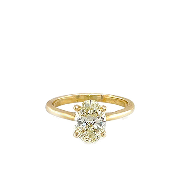14K Yellow Gold Solitaire 1.50 CT Oval Cut Natural Diamond Engagement Ring