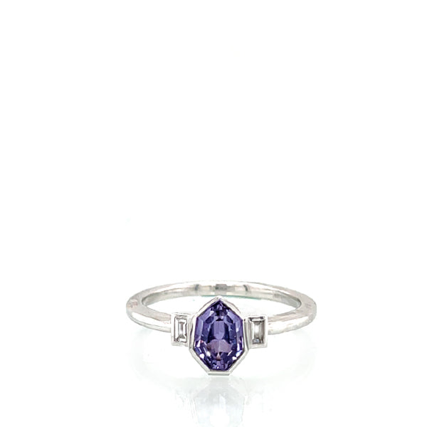 Purple Spinel And Diamond Engagement Ring
