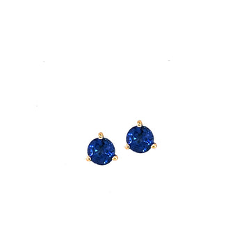Upcycled Estate 14K Yellow Gold 0.45ctw Vivid Violet-Blue Sapphire Solitaire Stud Earrings