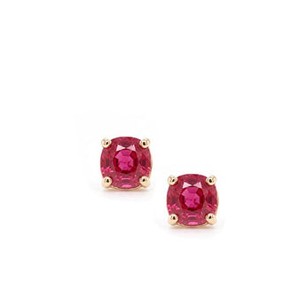 Upcycled Estate 14K Yellow Gold 0.60ctw Ruby Solitaire Stud Earrings