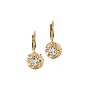 Upcycled Vintage Estate 18K Italian Gold Floral Earrings with 0.28ctw Lab-Grown Diamonds