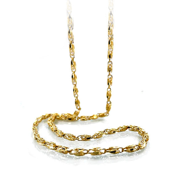 Vintage 32" Fancy Woven Link Chain in 14K Yellow Gold