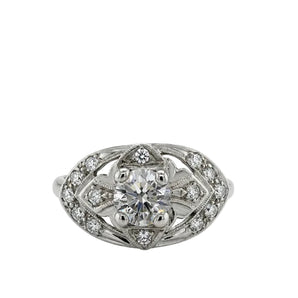 Vintage Estate 10K White Gold Art Deco-Style Diamond Ring