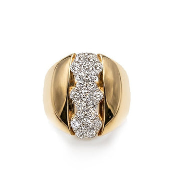 Vintage Estate 14K Yellow Gold 1.0ctw Diamond Cluster Statement Ring