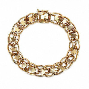 Vintage Estate 14K Yellow Gold Fancy Crown Link Statement Bracelet