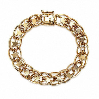 Vintage Estate 14K Yellow Gold Fancy Crown Link Statement Bracelet