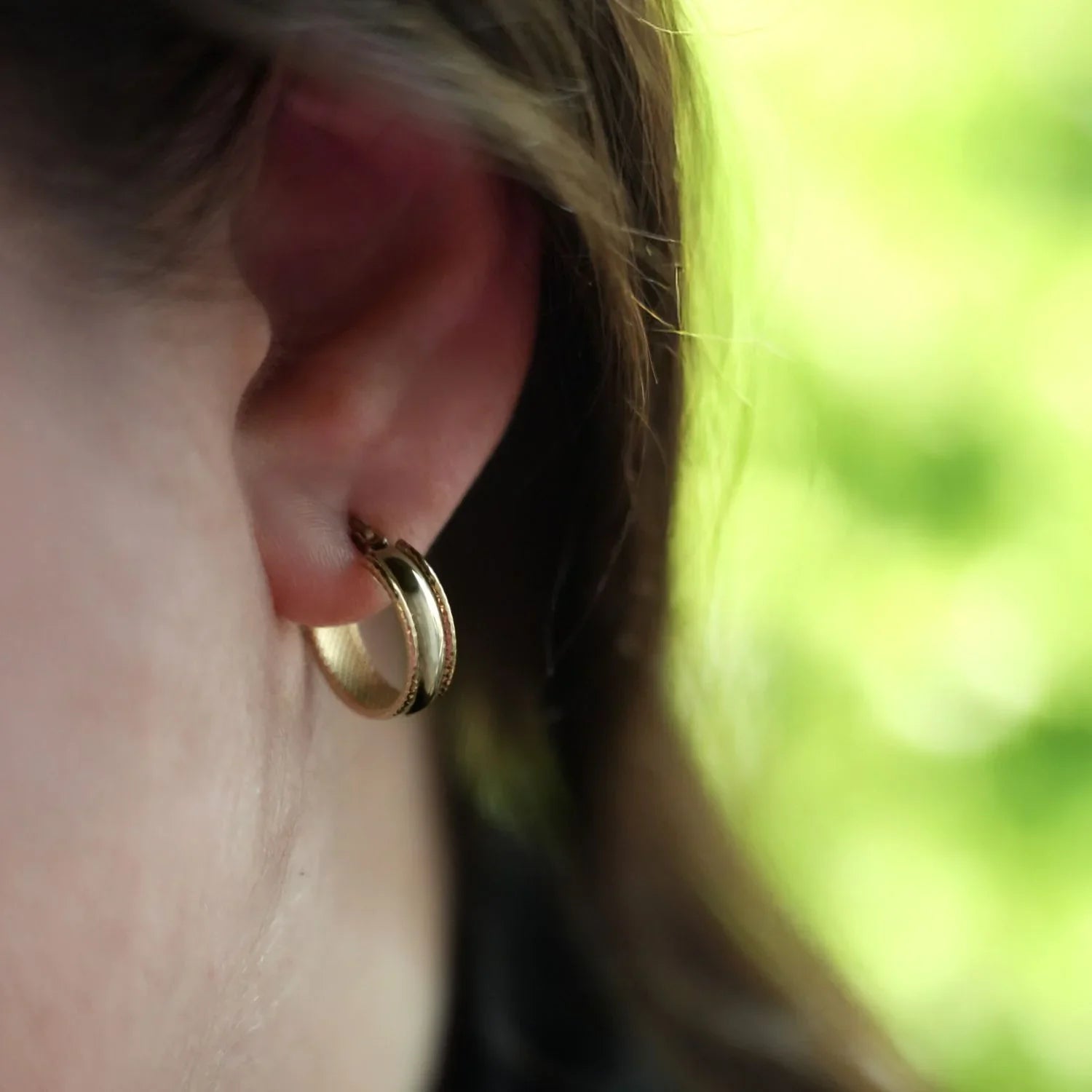 Estate 10K Two Tone Gold Hoop Earrings