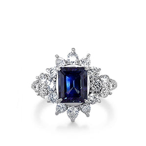 Emerald Cut 2.73 Carat Alexandrite And Diamond Platinum Engagement Ring