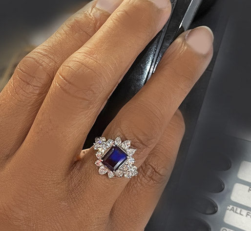 Emerald Cut Alexandrite And Diamond Platinum Engagement Ring