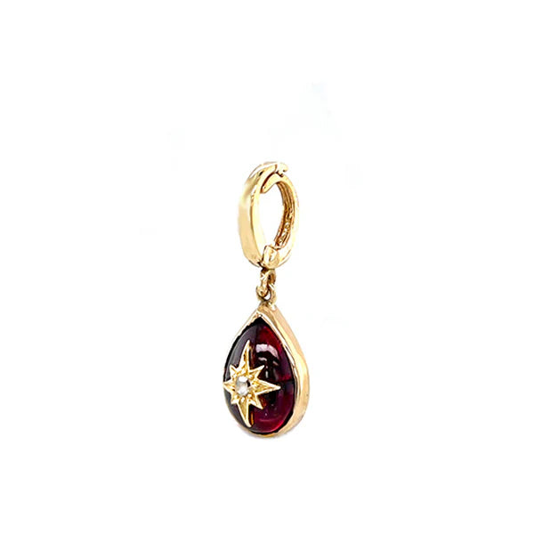 Modified Antique Victorian Garnet and Rose Cut Diamond Pearl Enhancer