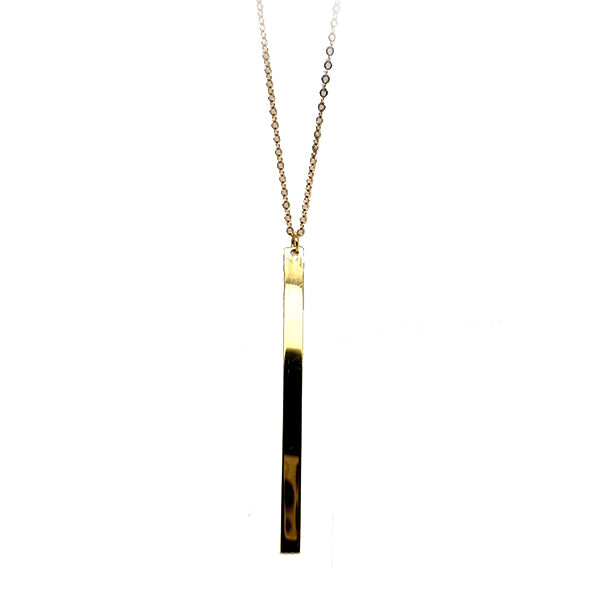 14K Yellow Gold Vertical Bar Drop 24" Necklace