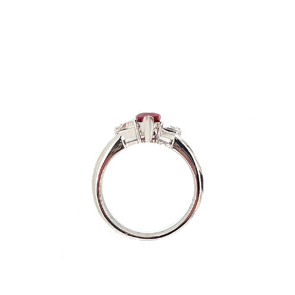 Platinum 0.96 Carat Marquise Cut Burmese Ruby and Diamond Ring With GIA Certificate
