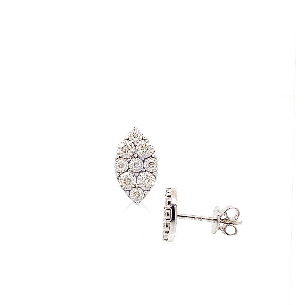 14K White Gold Pave Diamond Marquise Stud Earrings