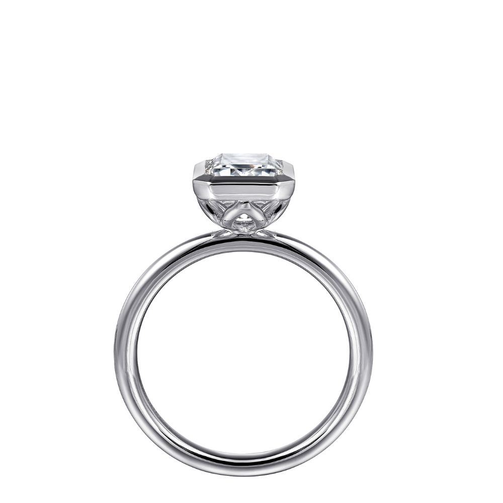 Gabriel & Co. White Gold Bezel Set Emerald-Cut Solitaire Engagement Ring