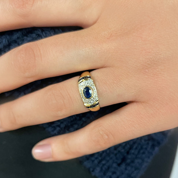 Estate 14K Sapphire And Diamond Ring