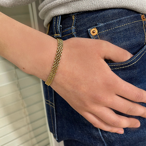 Estate 14K Yellow Italian Gold Panther Link Bracelet