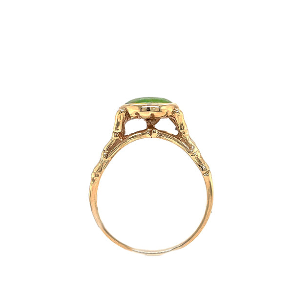 Estate 14K Yellow Gold Jade Bamboo Ring