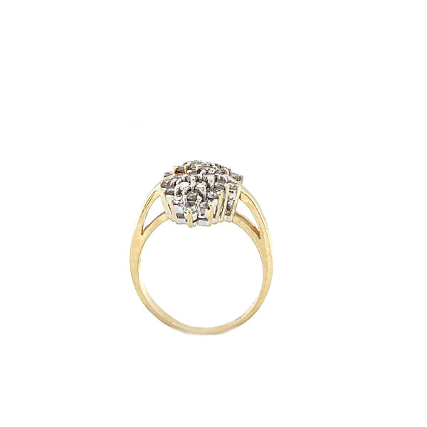 Estate 14K Yellow Gold Diamond S Initial Cluster Ring