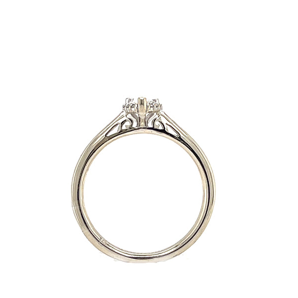 Estate 14K White Gold Pear Cut Diamond Halo Ring