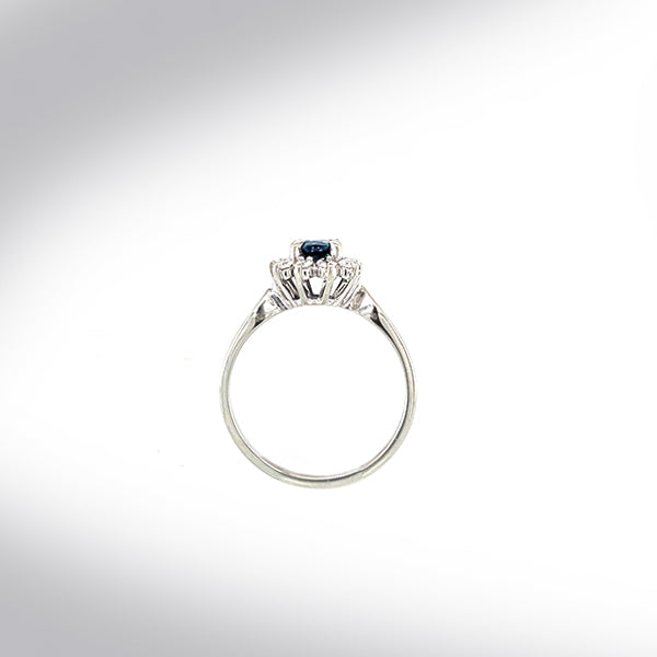 Estate 14K Sapphire And Natural Diamond Ring
