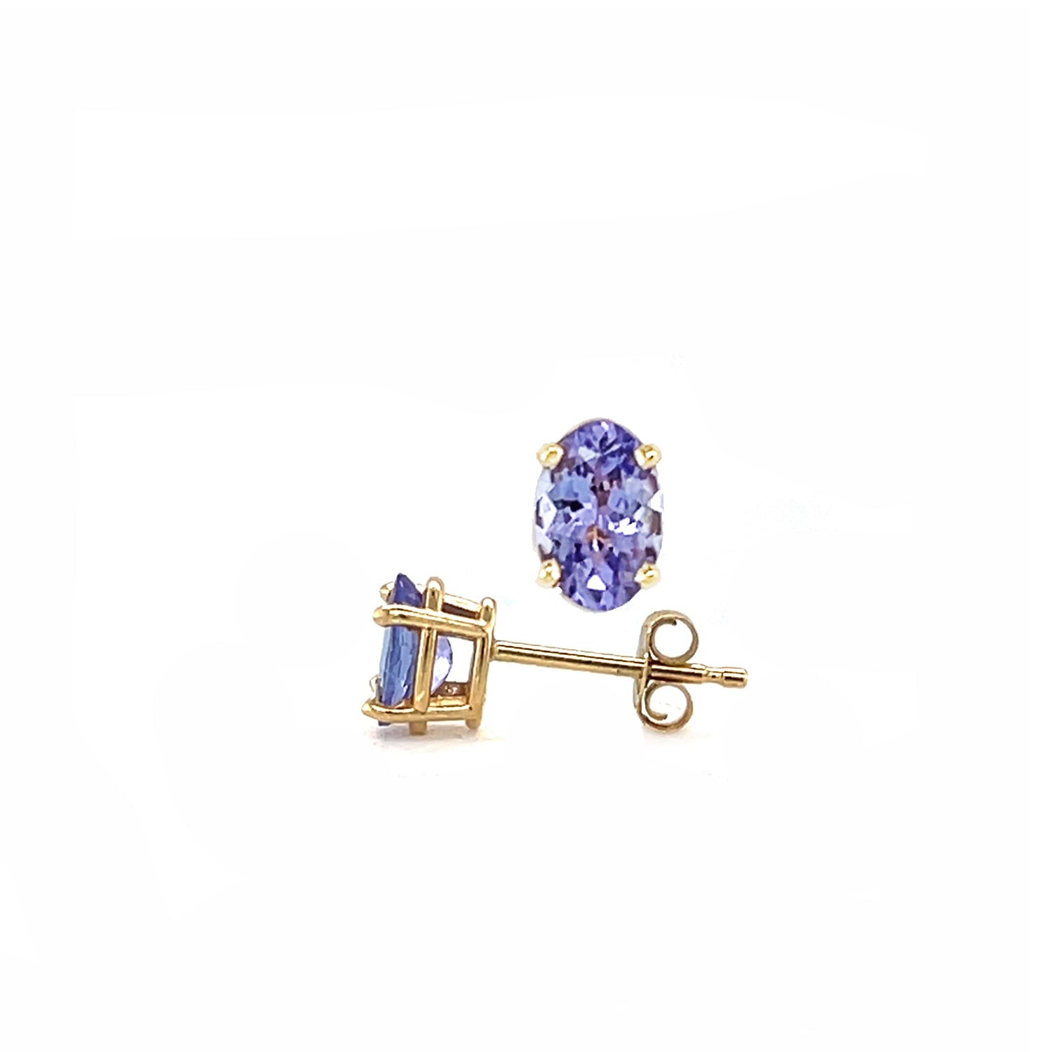 Estate 14K Yellow Gold Oval Tanzanite Stud Earrings