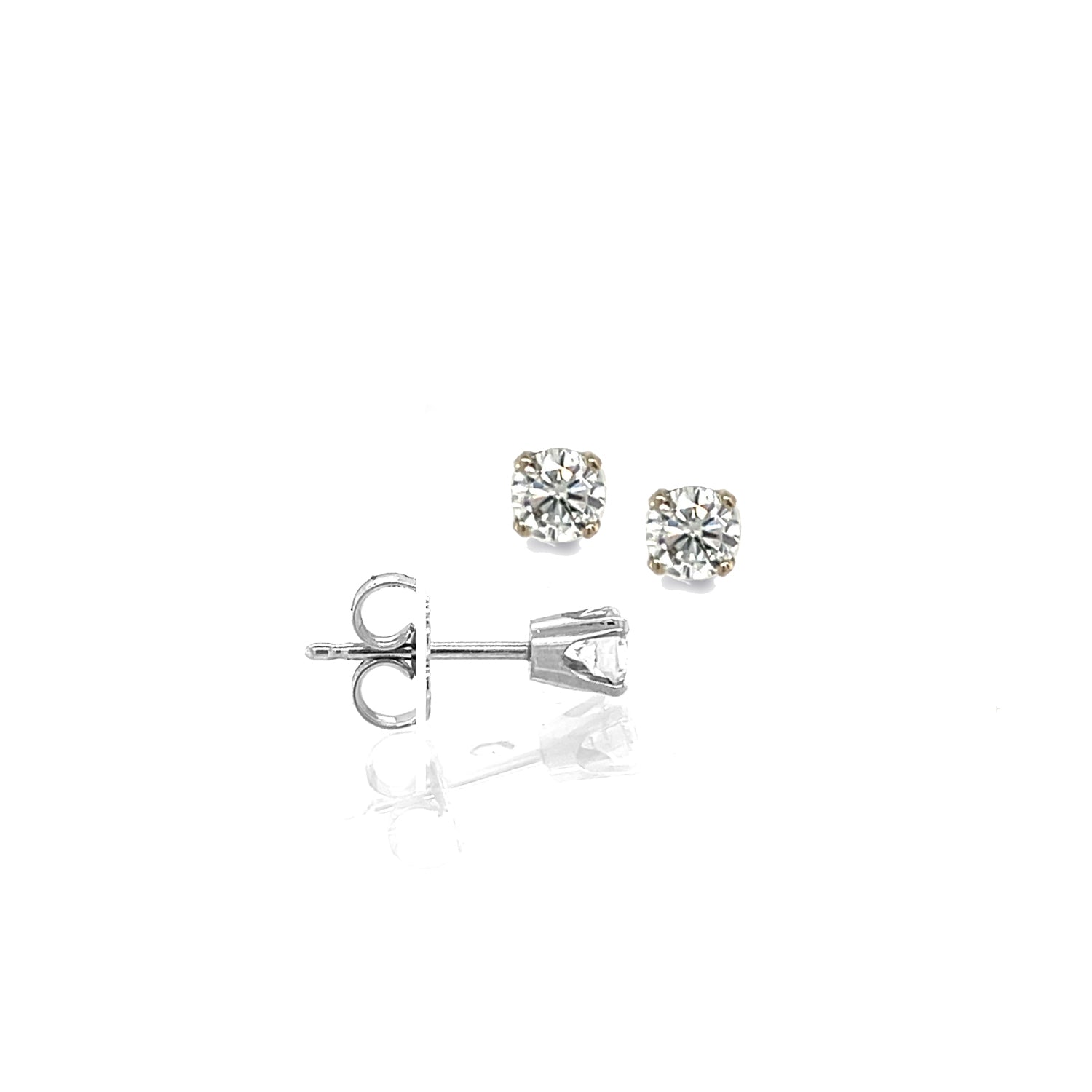 Estate 14K White Gold 0.28ctw Diamond Solitaire Stud Earrings