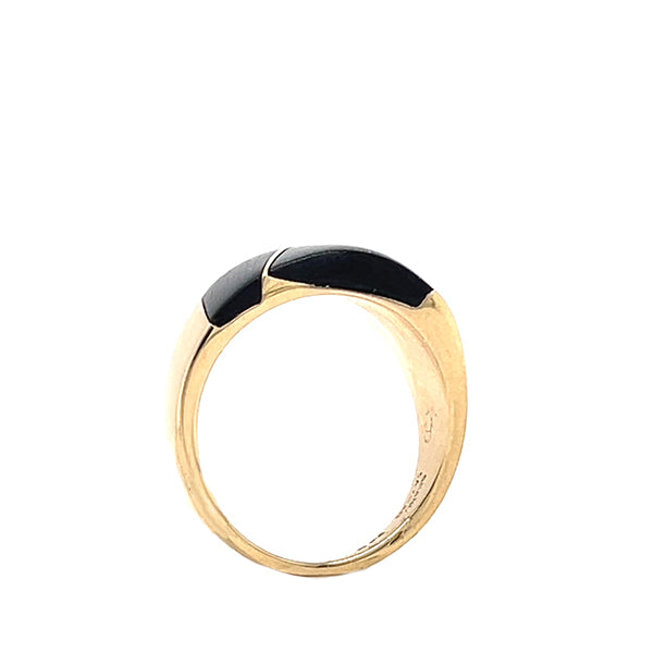 Estate 14K Yellow Gold Onyx Inlay Tapered Ring