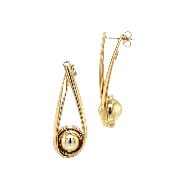 Estate 14K Yellow Gold Sculptural Statement Earrings